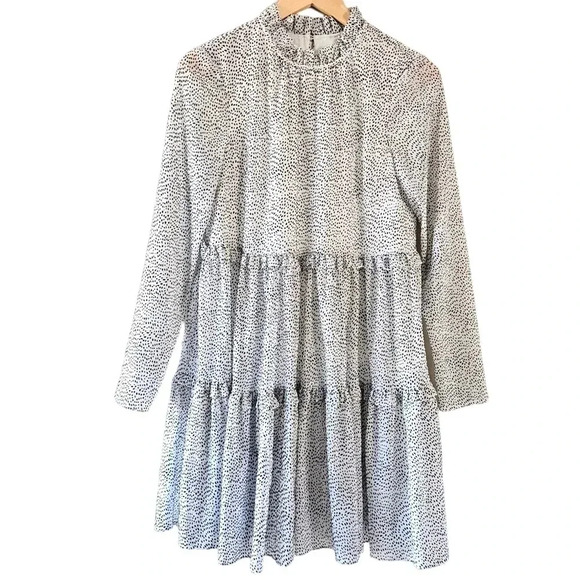 Ted Baker London Phenia Subtle Long Sleeve Ruffled Tiered Boho Casual Mini Dress - Picture 4 of 16